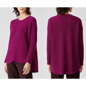 EILEEN FISHER Women's Recycled Cashmere Wool Sweater XS Jam Oversized Heavy